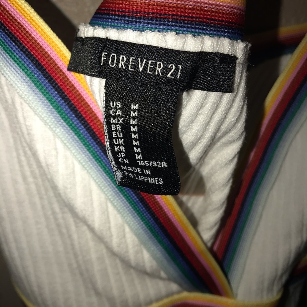 Rainbow White Crop Top